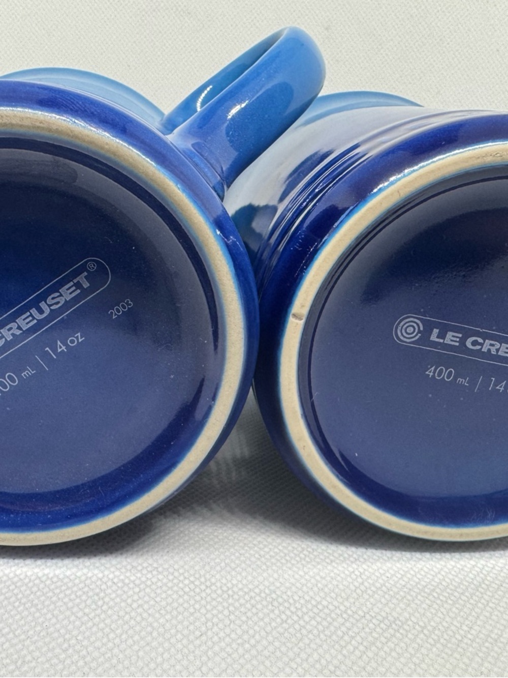Le Creuset Blue Stoneware Mugs with Cream Interior - Set of 2 - Picture 4 of 6